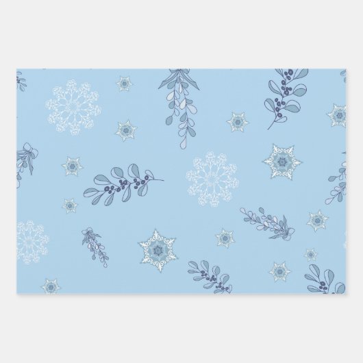 Feuille De Papier Cadeau Ditsy Snowflake pattern backgrounds textures (Devant)