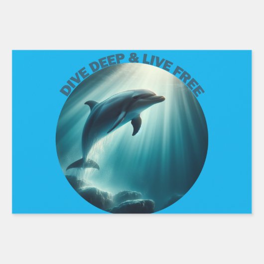 Feuille De Papier Cadeau Dive Deep Live Dolphin gratuit (Devant)