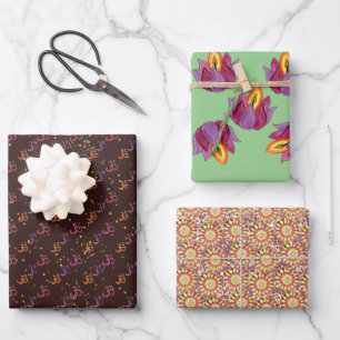 Feuille De Papier Cadeau Diwali Indiens motifs cadeaux draps d'emballage