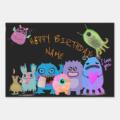 Feuille De Papier Cadeau do-it-yourself NOM PERSONNALISÉ HAPPY MONSTER CADE (Devant)