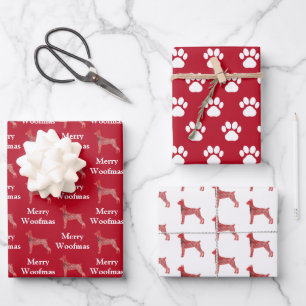 Feuille De Papier Cadeau Doberman Pinscher Chien Silhouette Rouge Joyeux Wo