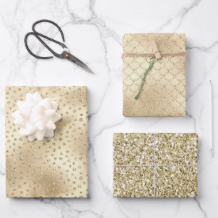 Feuille De Papier Cadeau Doigts de Parties scintillant brillants d'or Sirè