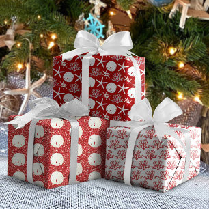 Feuille De Papier Cadeau Dollar de sable rouge Starfish Noël Côte