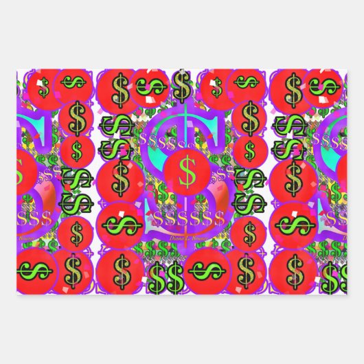 Feuille De Papier Cadeau Dollar $igns Argent (Devant 2)