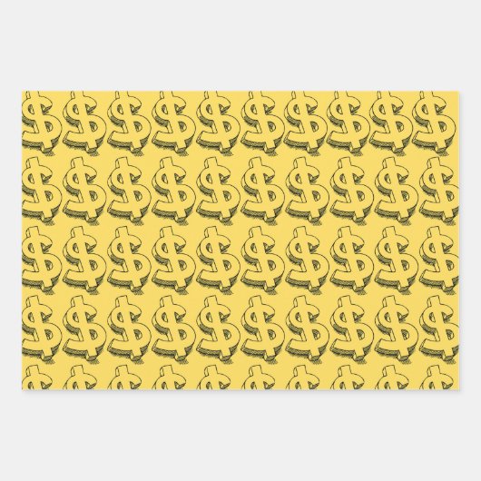 Feuille De Papier Cadeau dollar or (Devant 2)