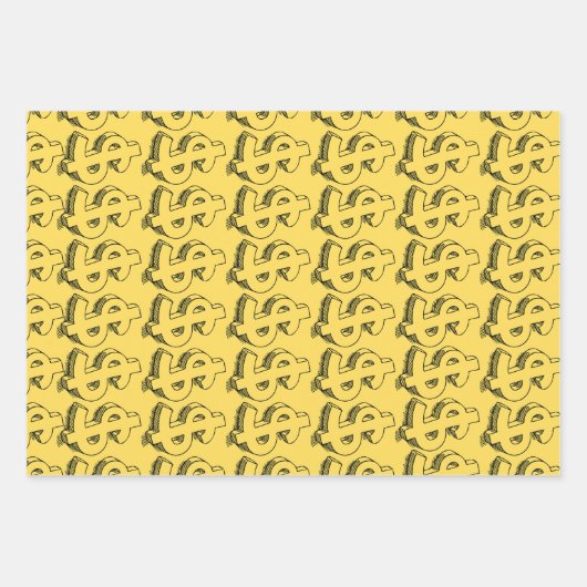 Feuille De Papier Cadeau dollar or (Devant)