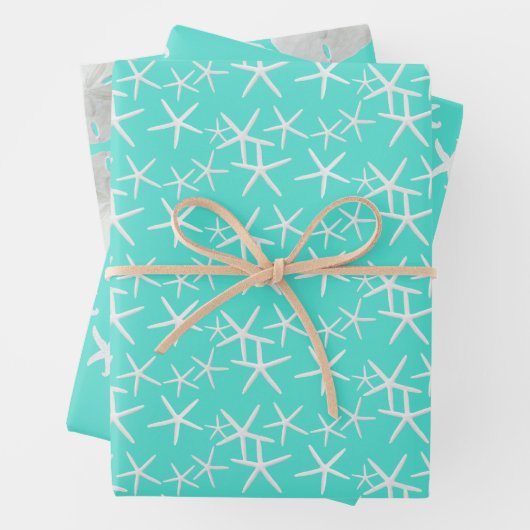 Feuille De Papier Cadeau Dollars de sable turquoise Starfish (En situation)