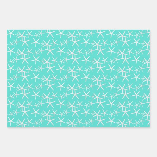 Feuille De Papier Cadeau Dollars de sable turquoise Starfish (Devant)