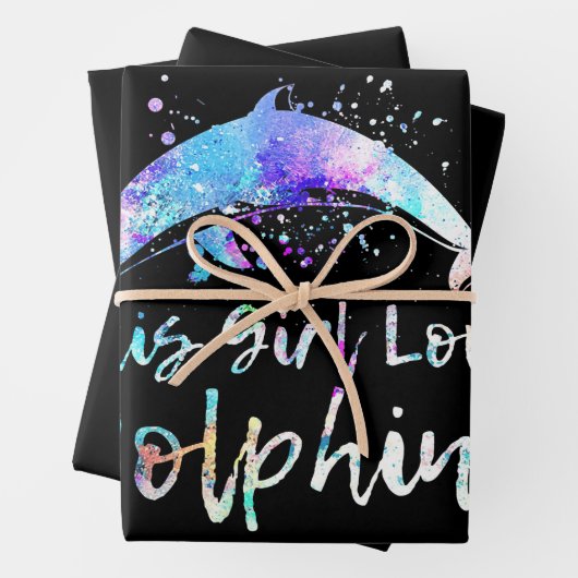 Feuille De Papier Cadeau don amant dauphin cette fille aime les dauphins (En situation)