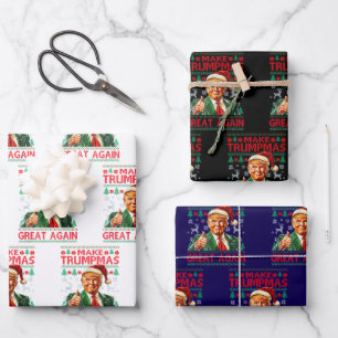 Feuille De Papier Cadeau Donald Trump chapeau de Père Noël Faire Noël Grand