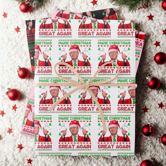 Feuille De Papier Cadeau Donald Trump Santa Hat Rendre Noël magnifique