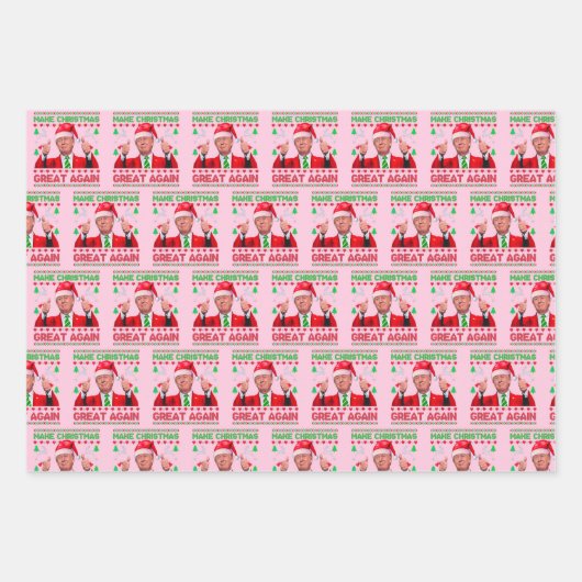 Feuille De Papier Cadeau Donald Trump Santa Hat Rendre Noël magnifique (Devant 2)