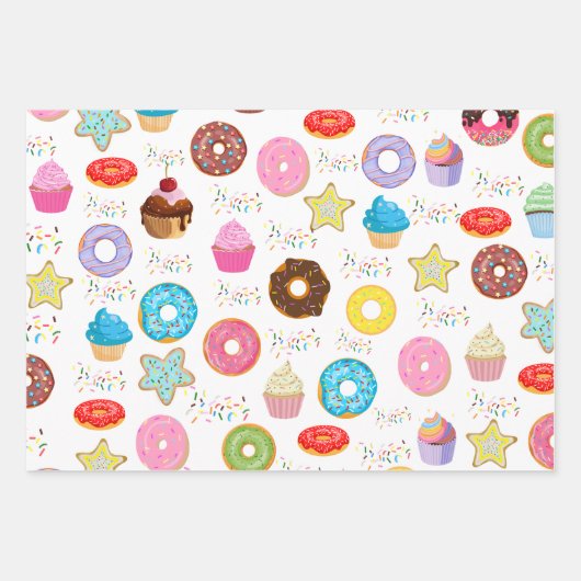 Feuille De Papier Cadeau Donut et Cupcakes (Devant 2)
