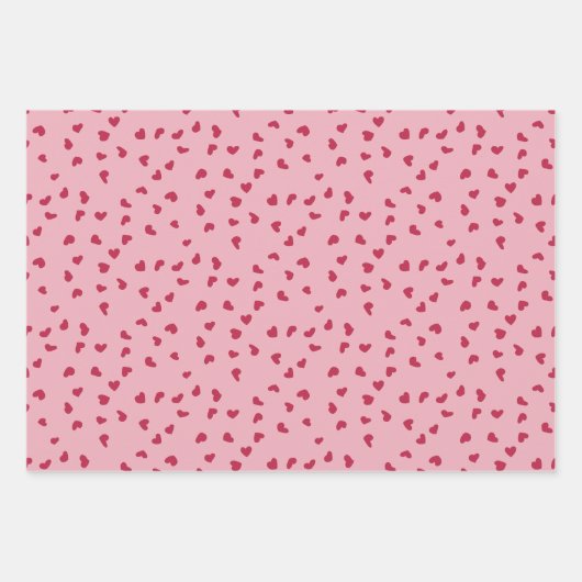 Feuille De Papier Cadeau Doodles de coeur Whimsical sur rose (Devant 3)