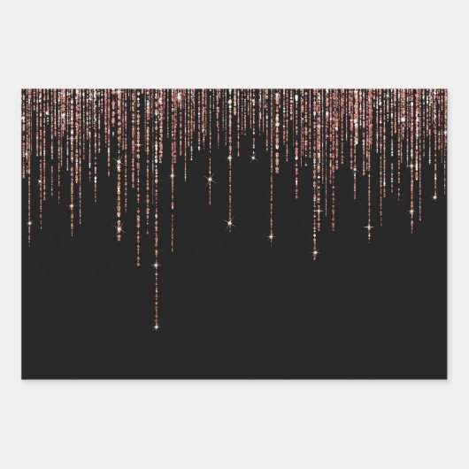 Feuille De Papier Cadeau Dory Rose Noire Gold Sparkly Glitter Fringe (Devant 3)