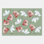 Feuille De Papier Cadeau Doses de fête primitives Snowflakes Art de Noël (Devant 3)