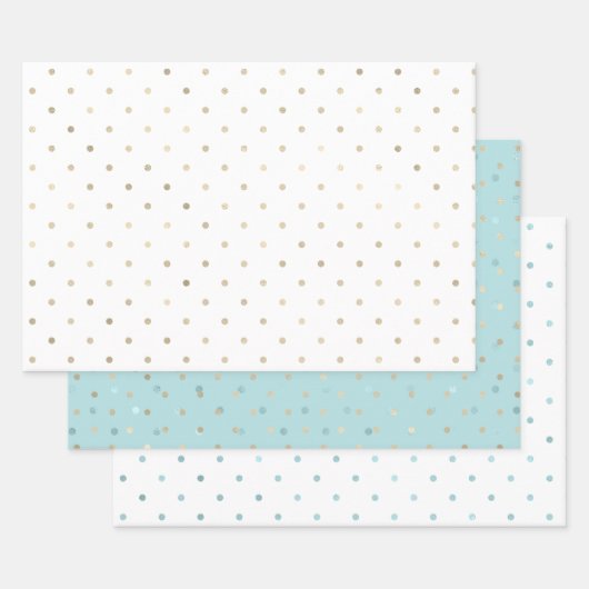 Feuille De Papier Cadeau Dots d'or Girly Aqua (Lot)