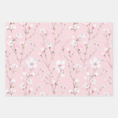 Feuille De Papier Cadeau Douce Fête de Mariage Florale Rose et Blanche (Devant)