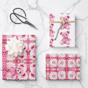 Feuille De Papier Cadeau Douce Ours en peluche au crochet Fille Baby Shower
