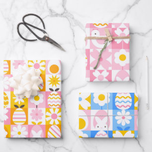 Feuille De Papier Cadeau Douce Patchwork de Pâques de Printemps