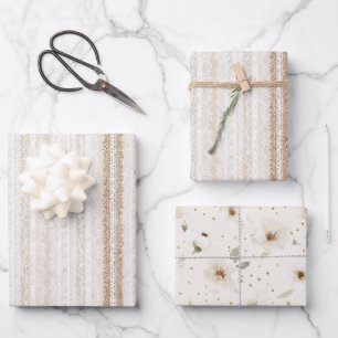 Feuille De Papier Cadeau Douche Mariée Fausse Dentelle Crème Ivoire