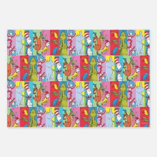 Feuille De Papier Cadeau Dr Seuss | Tranche de caractères (Devant)