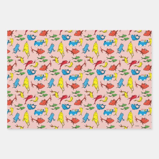 Feuille De Papier Cadeau Dr Seuss | Un poisson deux Motifs de poisson (Devant 3)
