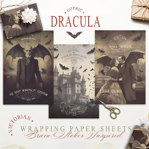 Feuille De Papier Cadeau Dracula Vintage victorien inspiré