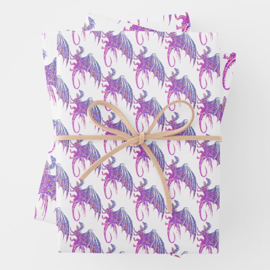 Feuille De Papier Cadeau Dragon de mosaïque Extraordinaire (En situation)