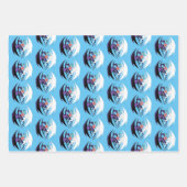 Feuille De Papier Cadeau Dragon Love Heart Blue (Devant 3)