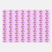 Feuille De Papier Cadeau Dragon Violet Avec Cupcake Et Ballons   (Devant)