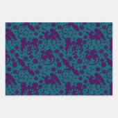 Feuille De Papier Cadeau Dragon Whimsical Lumineux & Dice Violet & Bleu (Devant 3)