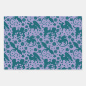 Feuille De Papier Cadeau Dragon Whimsical Lumineux & Dice Violet & Bleu (Devant)