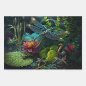 Feuille De Papier Cadeau Dragonflies in Colorful Gardens Découpage (Devant)