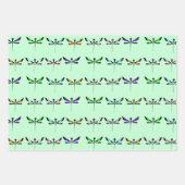 Feuille De Papier Cadeau Dragonflies Whimsical et Dandelions main tiré (Devant 2)