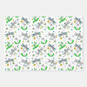 Feuille De Papier Cadeau Dragonflies Whimsical et Dandelions main tiré (Devant)