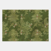 Feuille De Papier Cadeau Dragonlies vertes vintages (Devant 3)
