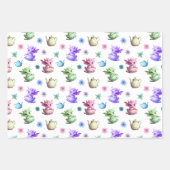 Feuille De Papier Cadeau Dragons de thé avec théières et fleurs (Devant 3)
