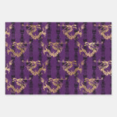 Feuille De Papier Cadeau Dragons d'or sur violet (Devant 3)