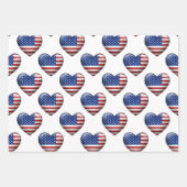 Feuille De Papier Cadeau Drapeau américain | Icône Coeur 3D (Devant 2)