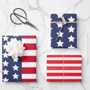Feuille De Papier Cadeau Drapeau américain patriotique étoiles et bandes Am