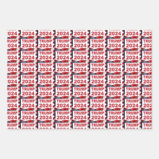 Feuille De Papier Cadeau Drapeau américain Trump 2024 (Devant 3)