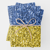 Feuille De Papier Cadeau Drapeau bleu jaune Ukraine parties scintillant fau (En situation)