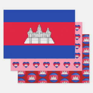 Feuille De Papier Cadeau Drapeau cambodgien, coeur et mode cambodgienne