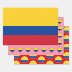 Feuille De Papier Cadeau Drapeau colombien, coeur et mode colombienne