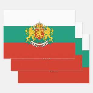 Feuille De Papier Cadeau Drapeau de Bulgarie Tricolor Blanc Vert Rouge Carr