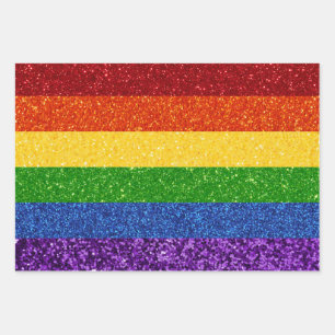 Feuille De Papier Cadeau Drapeau de la Rainbow Pride de la Parties scintill