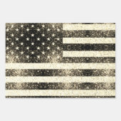Feuille De Papier Cadeau Drapeau des États-Unis Sparkles en or rustique (Devant 2)