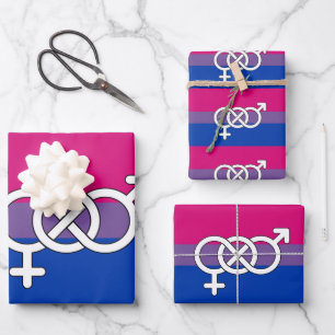 Feuille De Papier Cadeau Drapeau du symbole de la fierté bisexuelle