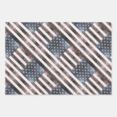 Feuille De Papier Cadeau Drapeau rustique rouge blanc bleu étincelant USA (Devant 3)